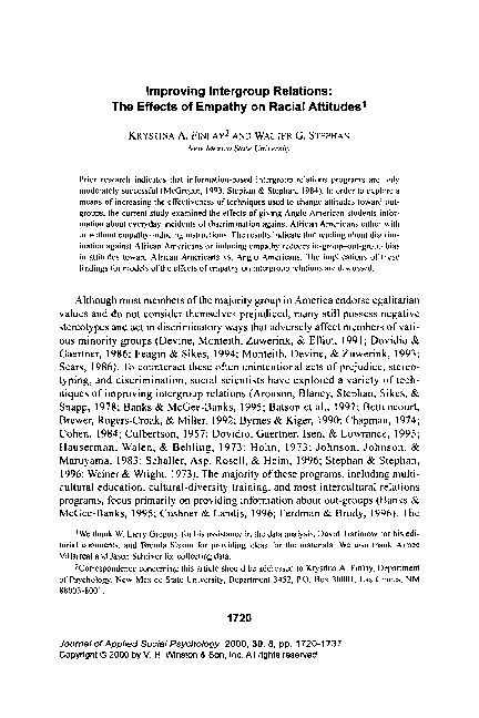 (PDF) Improving Intergroup Relations: The Effects of Empathy on Racial ...