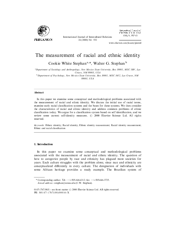 (PDF) The measurement of racial and ethnic identity
