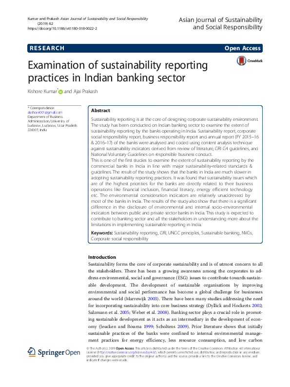 (PDF) Examination of sustainability reporting practices in Indian ...