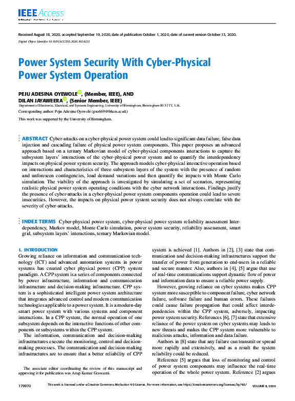 (PDF) Power System Security With Cyber-Physical Power System Operation