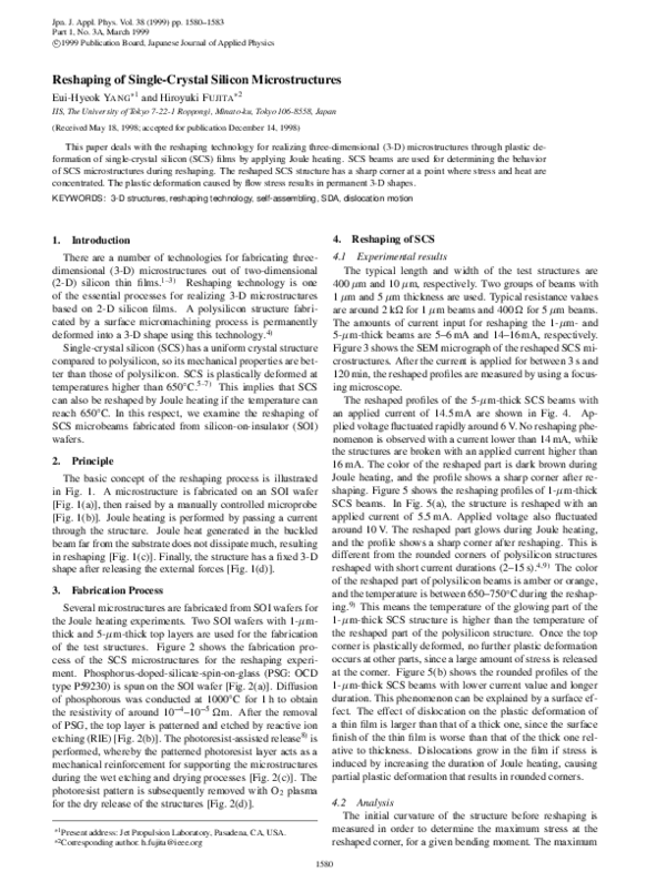 (PDF) Reshaping of singlecrystal silicon microstructures eui yang