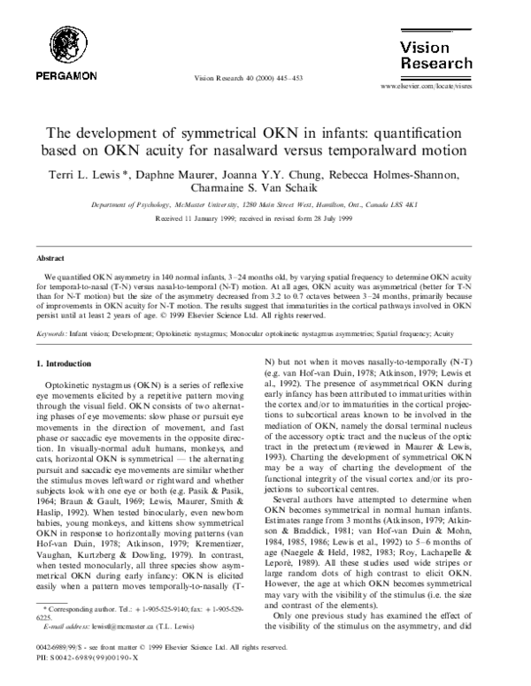 (PDF) The development of symmetrical OKN in infants: quantification ...