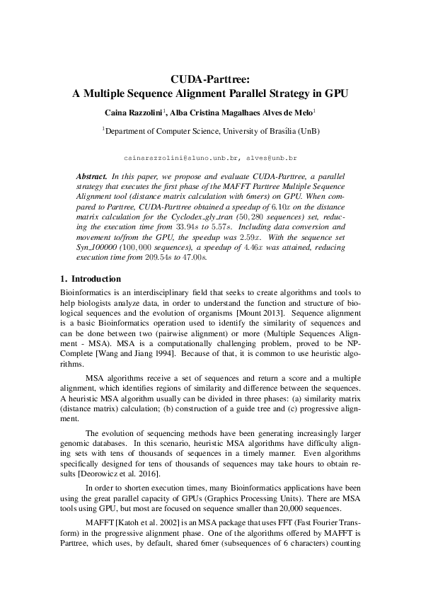 (PDF) CUDA-Parttree: A Multiple Sequence Alignment Parallel Strategy in GPU