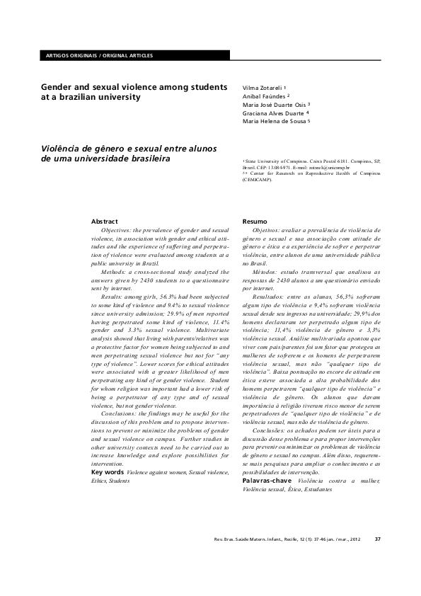 (PDF) Gender and sexual violence among students at a brazilian ...