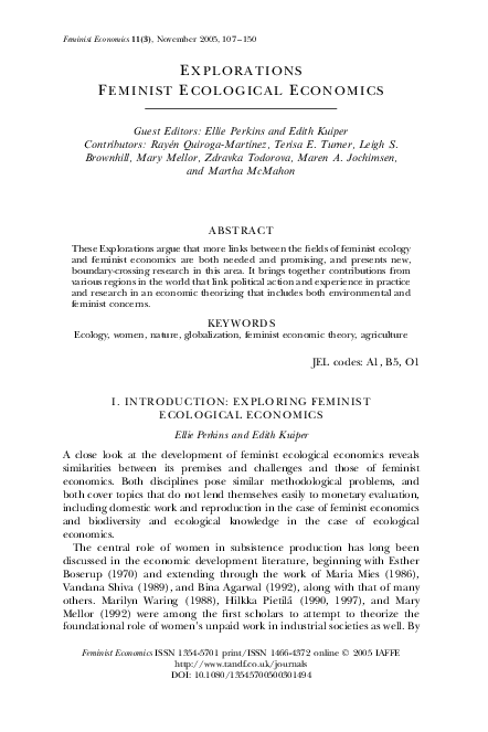 (PDF) Introduction: Exploring Feminist Ecological Economics / Gender ...