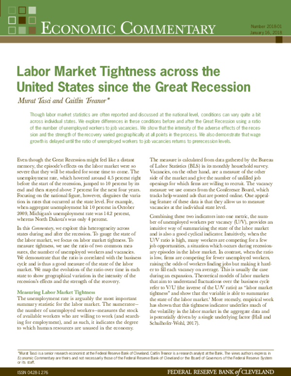 (PDF) Labor Market Tightness across the United States since the Great ...