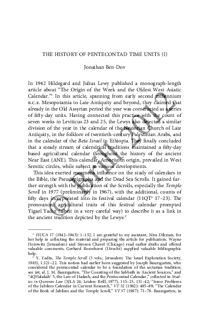 (PDF) The History of Pentecontad Time Periods (I)