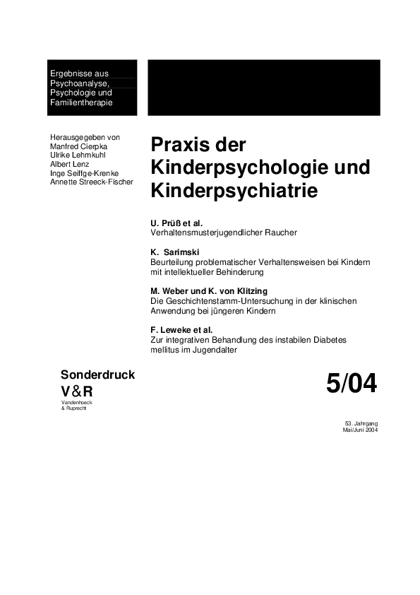 Praxis Der Kinderpsychologie Und Kinderpsychiatrie (PDF) Praxis der Kinderpsychologie und Kinderpsychiatrie