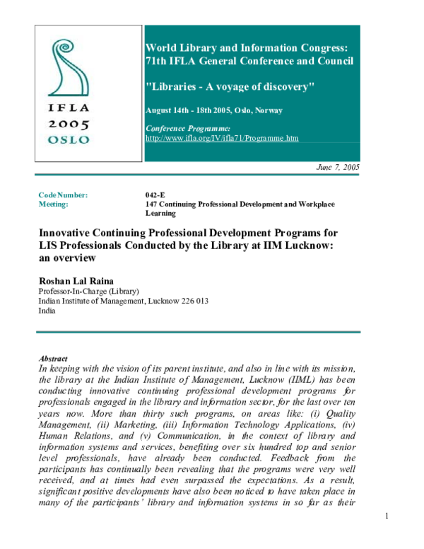 (PDF) World Library and Information Congress: 71th IFLA General ...