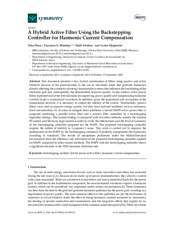 (PDF) A Hybrid Active Filter Using the Backstepping Controller for ...