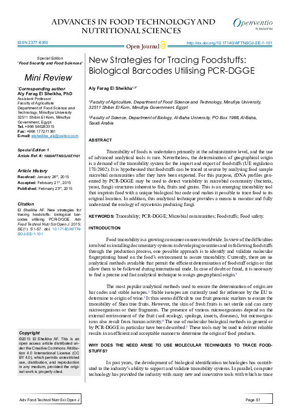 (PDF) Advances in Food Technology and Nutritional Sciences