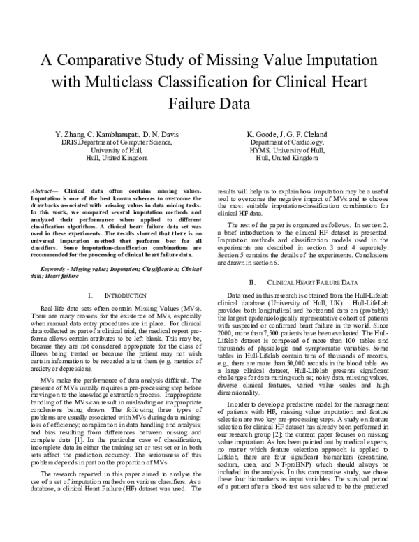 (PDF) A comparative study of missing value imputation with multiclass ...