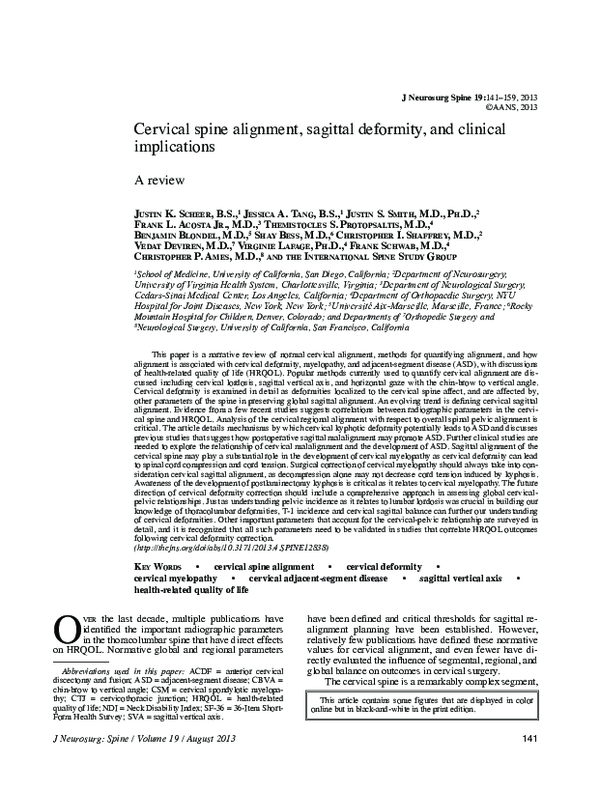 (PDF) Cervical spine alignment, sagittal deformity, and clinical ...