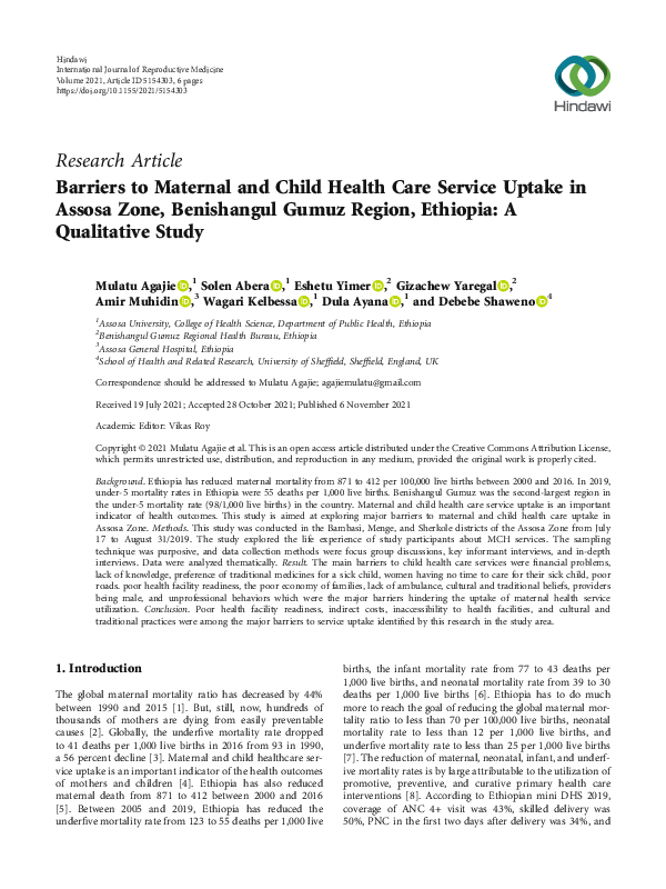 (PDF) Barriers to Maternal and Child Health Care Service Uptake in ...