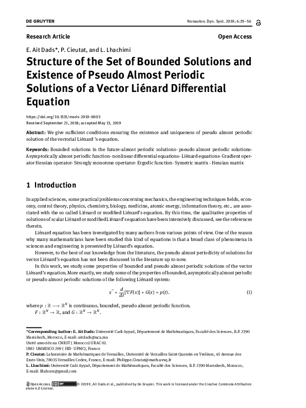 (PDF) Structure of the Set of Bounded Solutions and Existence of Pseudo ...