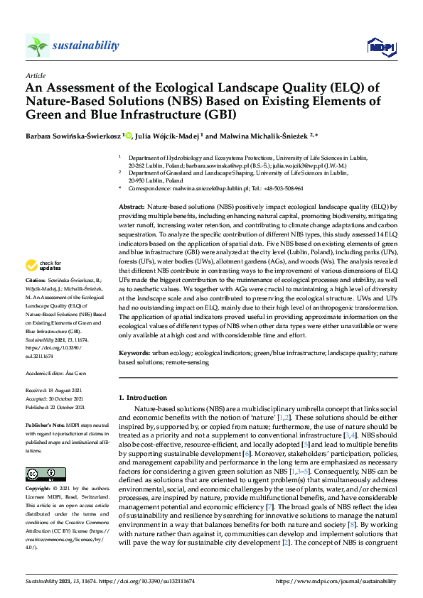 (PDF) An Assessment of the Ecological Landscape Quality (ELQ) of Nature ...