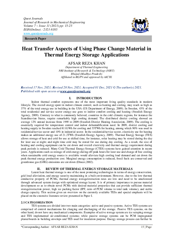 (PDF) Heat Transfer Aspects of Using Phase Change Material in Thermal ...