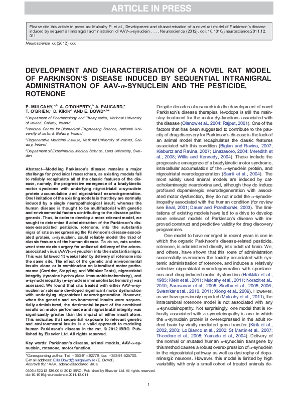 (PDF) Development and characterisation of a novel rat model of ...