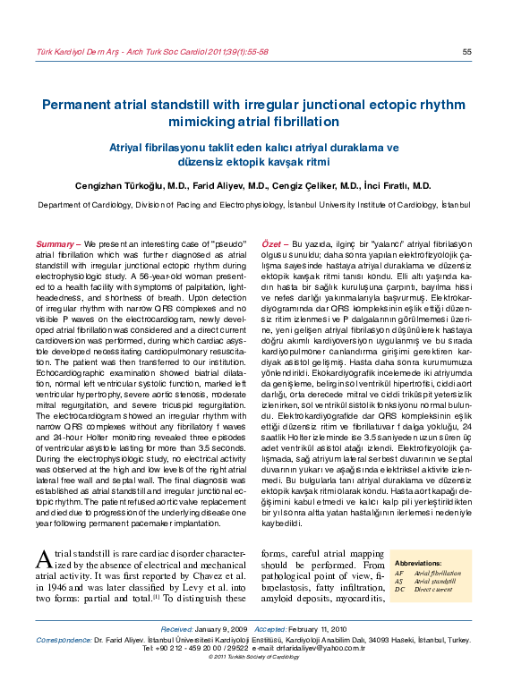 (PDF) Permanent atrial standstill with irregular junctional ectopic