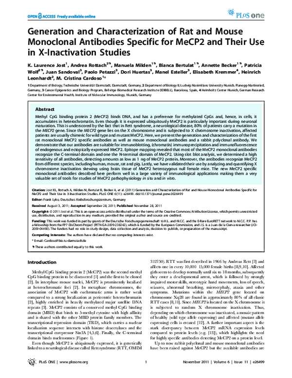 (PDF) Generation and Characterization of Rat and Mouse Monoclonal ...