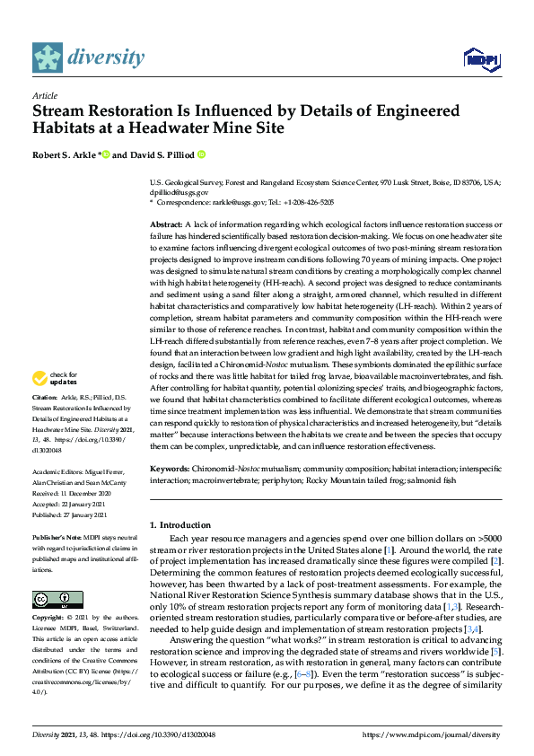 (PDF) Stream Restoration Is Influenced by Details of Engineered ...