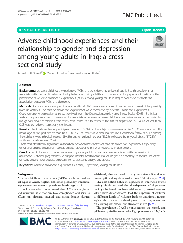 (PDF) Adverse childhood experiences and their relationship to gender ...