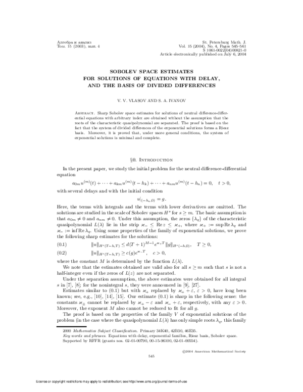 (PDF) Sobolev space estimates for solutions of equations with ...