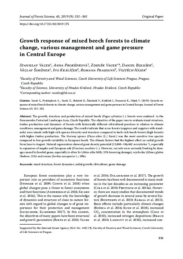 (PDF) Growth response of mixed beech forests to climate change, various ...