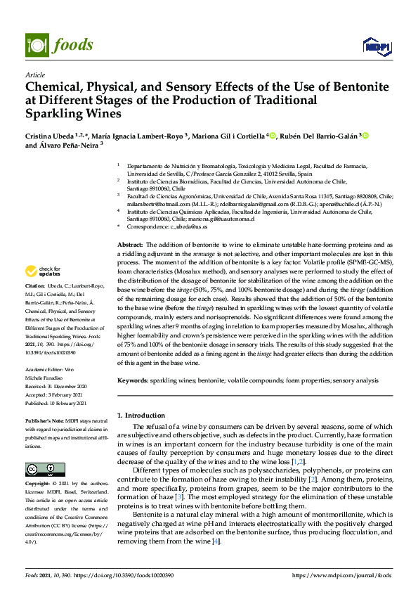 (PDF) Chemical, Physical, and Sensory Effects of the Use of Bentonite ...