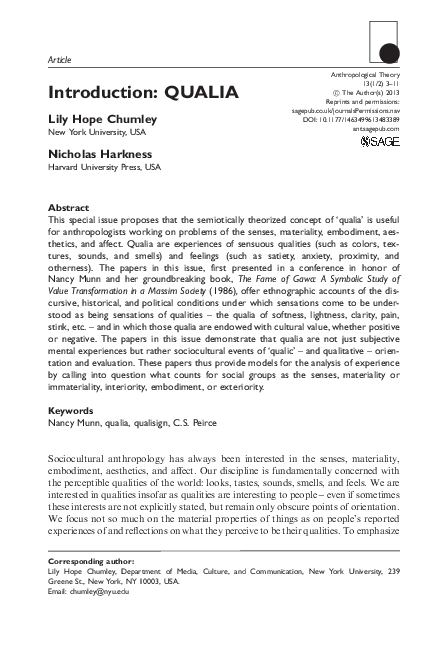 (PDF) Introduction: QUALIA