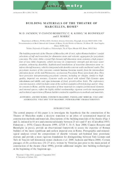 Building materials of the Theater of Marcellus, Rome