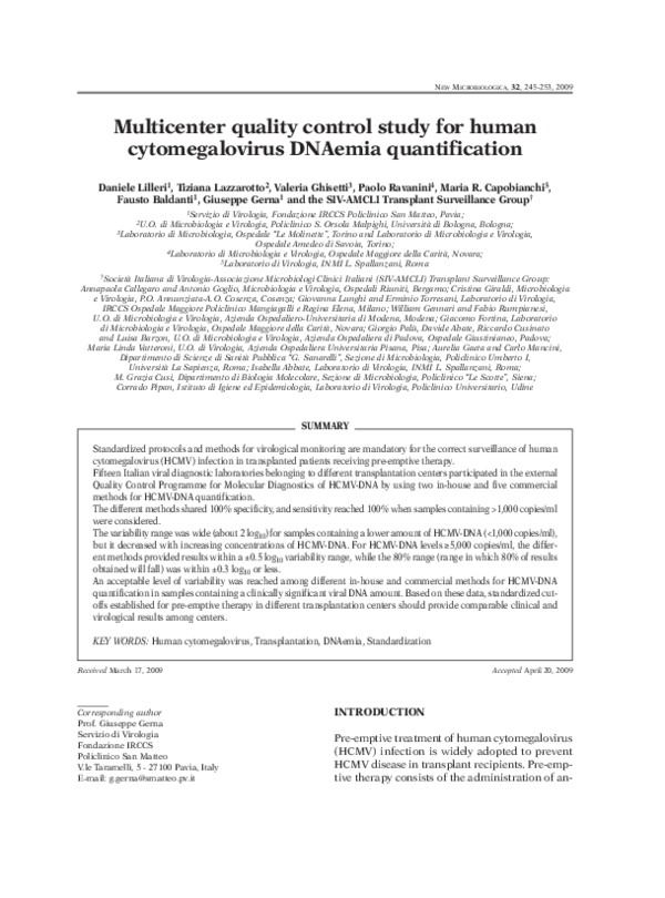 (PDF) Multicenter quality control study for human cytomegalovirus ...