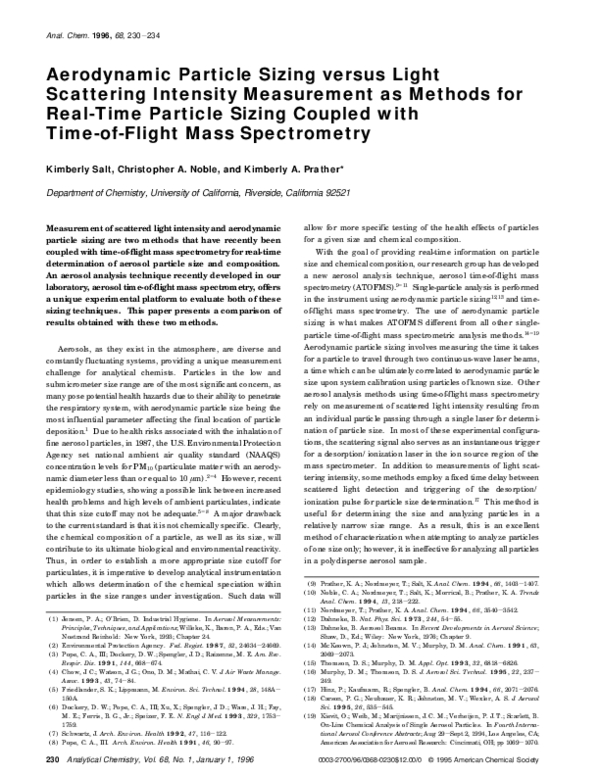 (PDF) Aerodynamic Particle Sizing Versus Light Scattering Intensity ...