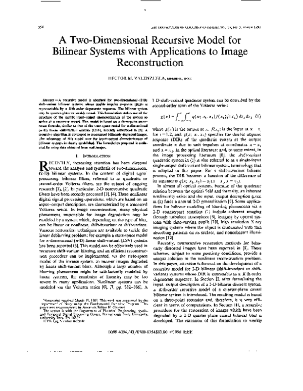 (PDF) A two-dimensional recursive model for bilinear systems with ...