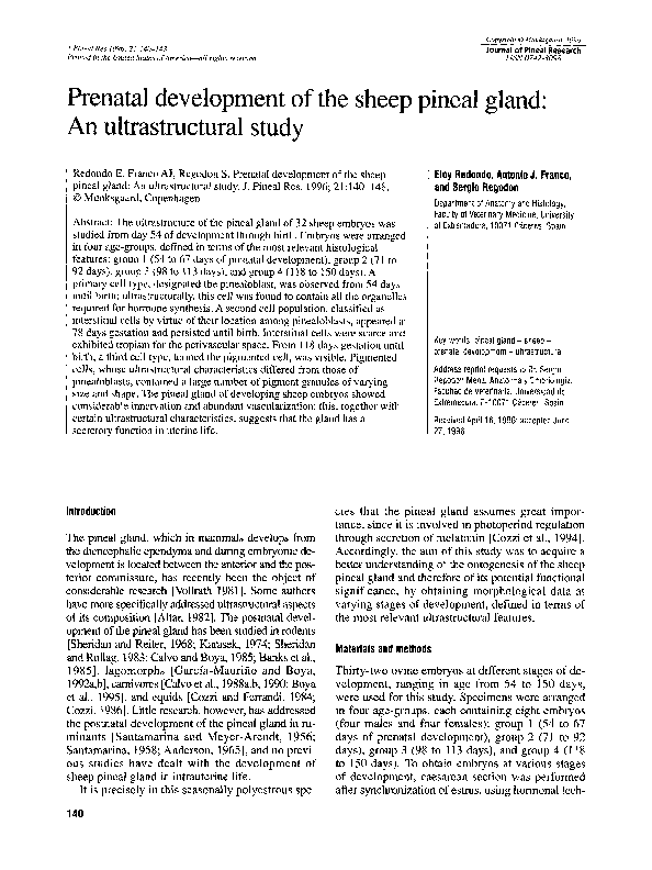 (PDF) Prenatal development of the sheep pineal gland: An ...