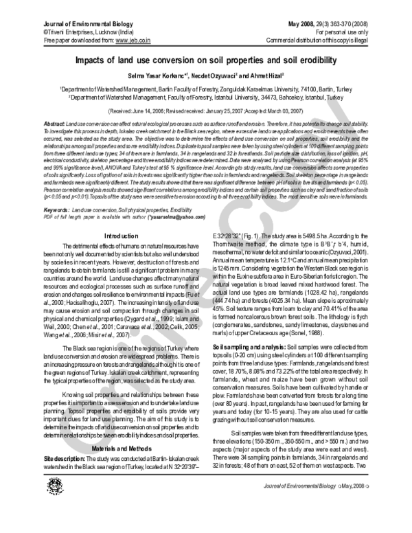 (PDF) Impacts of land use conversion on soil properties and soil ...