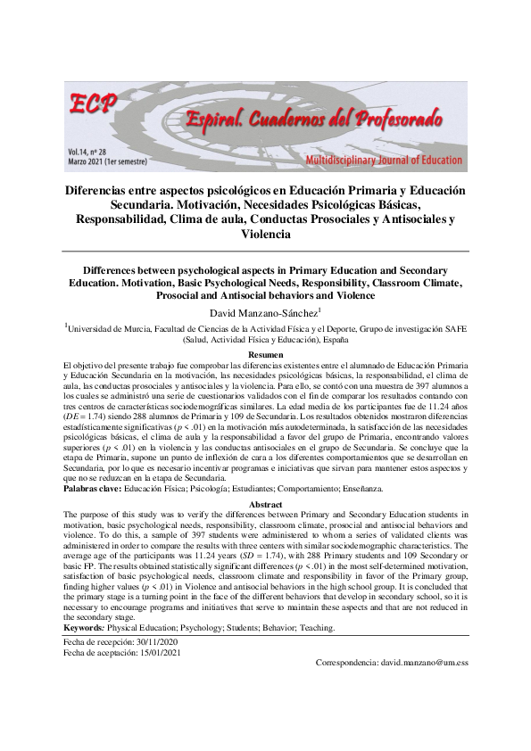  PDF Differences Between Psychological Aspects In Primary Education 