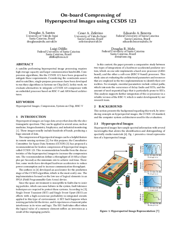 (PDF) On-board Compressing of Hyperspectral Images using CCSDS 123