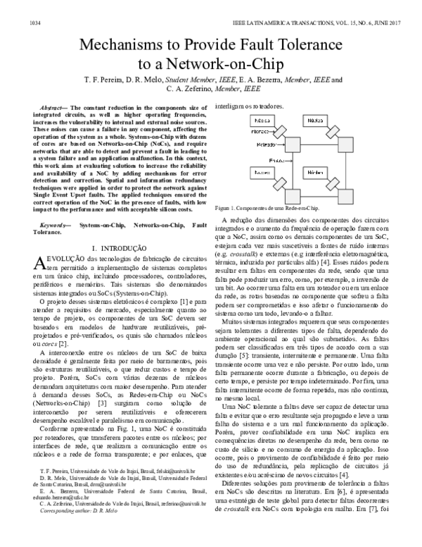 (PDF) Mechanisms to Provide Fault Tolerance to a Network-on-Chip