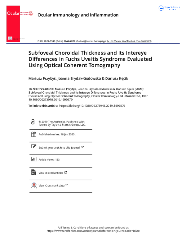 (PDF) Subfoveal Choroidal Thickness and Its Intereye Differences in ...