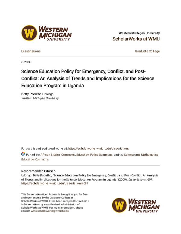 (PDF) Science education policy for emergency, conflict, and post ...