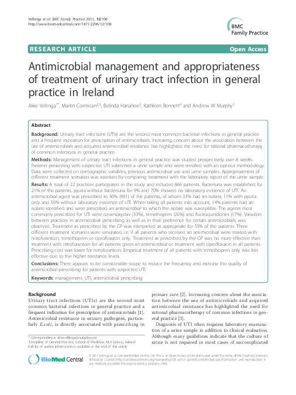 (PDF) Antimicrobial management of urinary tract infection in general ...