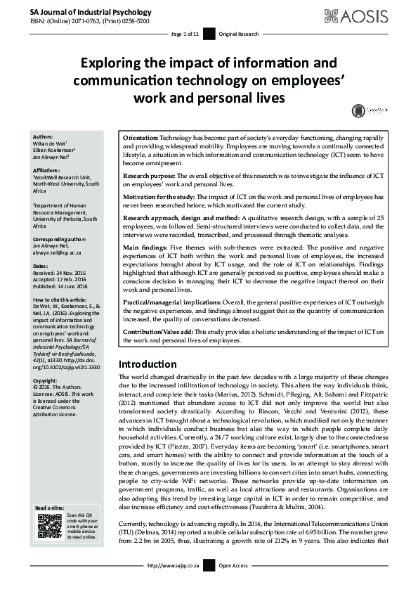 (PDF) Exploring the impact of information and communication technology ...