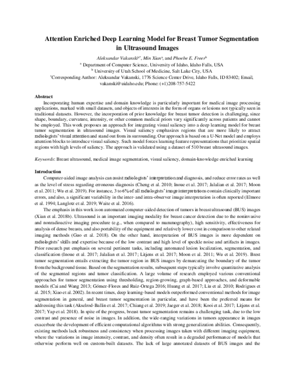 (PDF) Attention Enriched Deep Learning Model for Breast Tumor ...