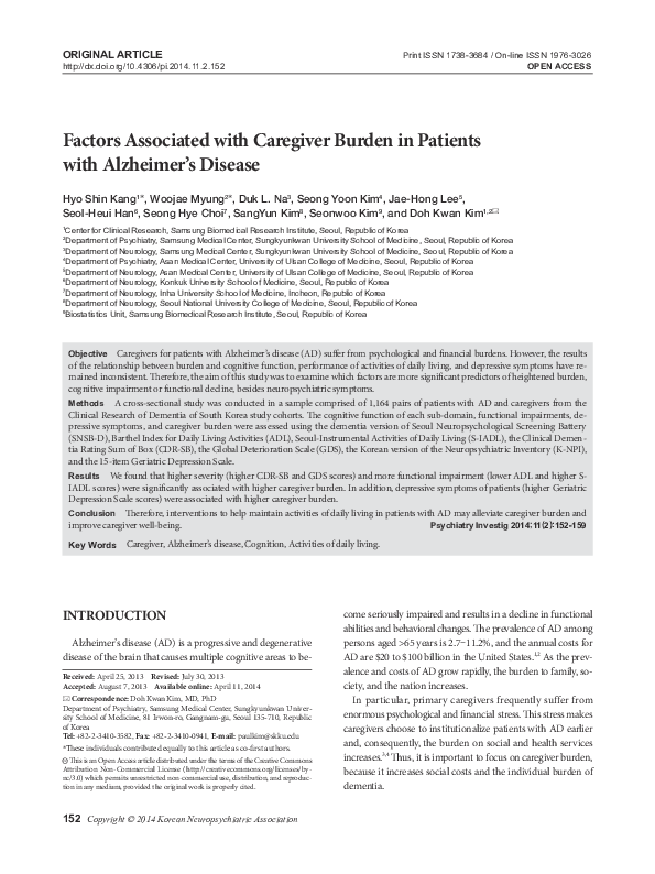 (PDF) Factors Associated with Caregiver Burden in Patients with ...