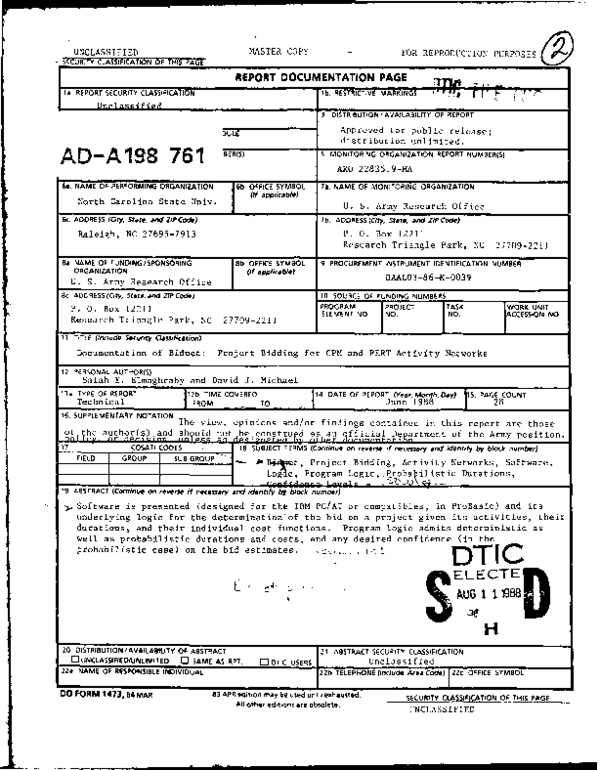 (PDF) Documentation of BIDNET: Project Bidding for CPM and PERT ...
