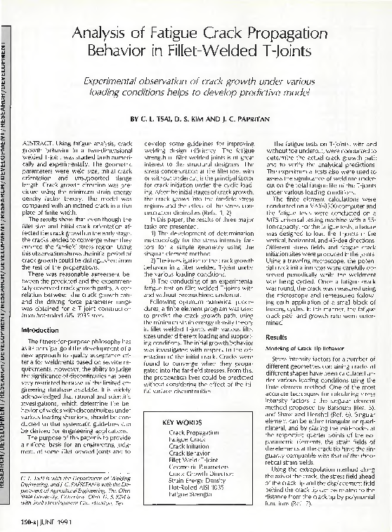 (PDF) Analysis of fatigue crack propagation behavior in fillet welded T ...