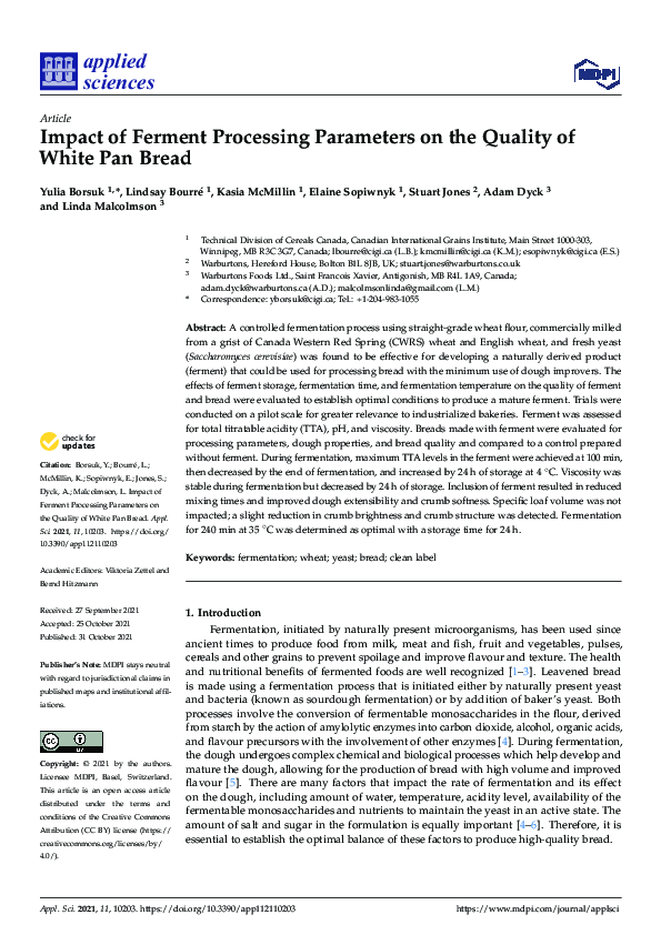 (PDF) Impact of Ferment Processing Parameters on the Quality of White ...