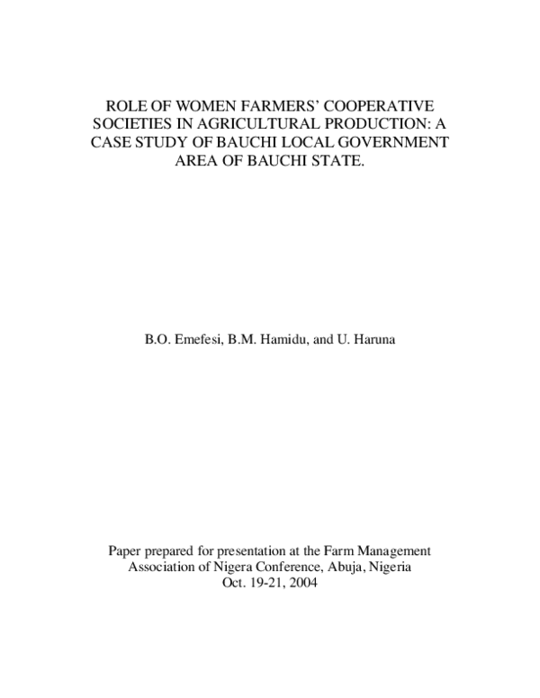 (PDF) Role of Women Farmers’ Cooperative Societies in Agricultural ...