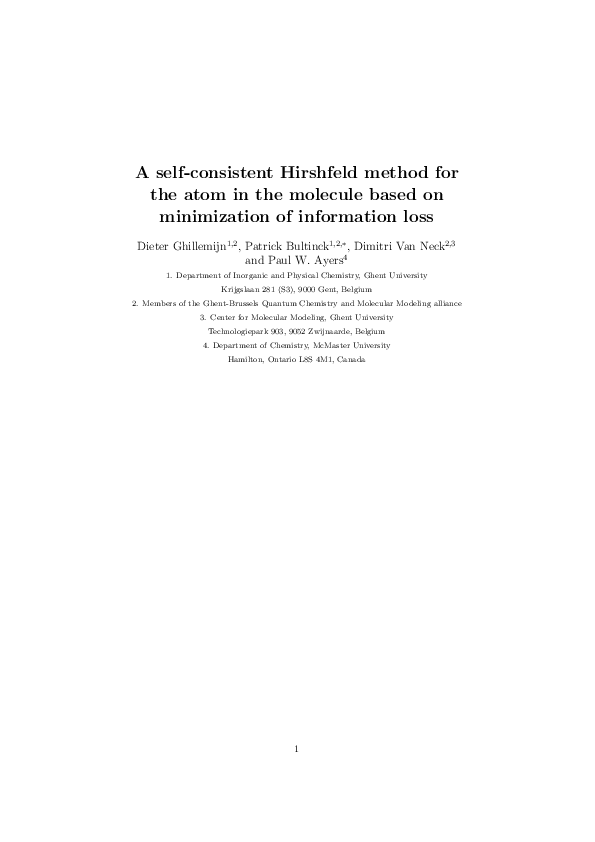 (PDF) A self-consistent Hirshfeld method for the atom in the molecule ...